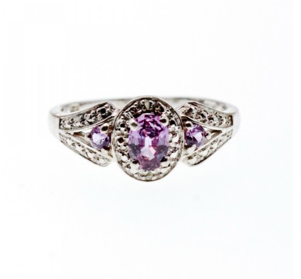 925 Sterling Silver Tourmalines Ring Size 8