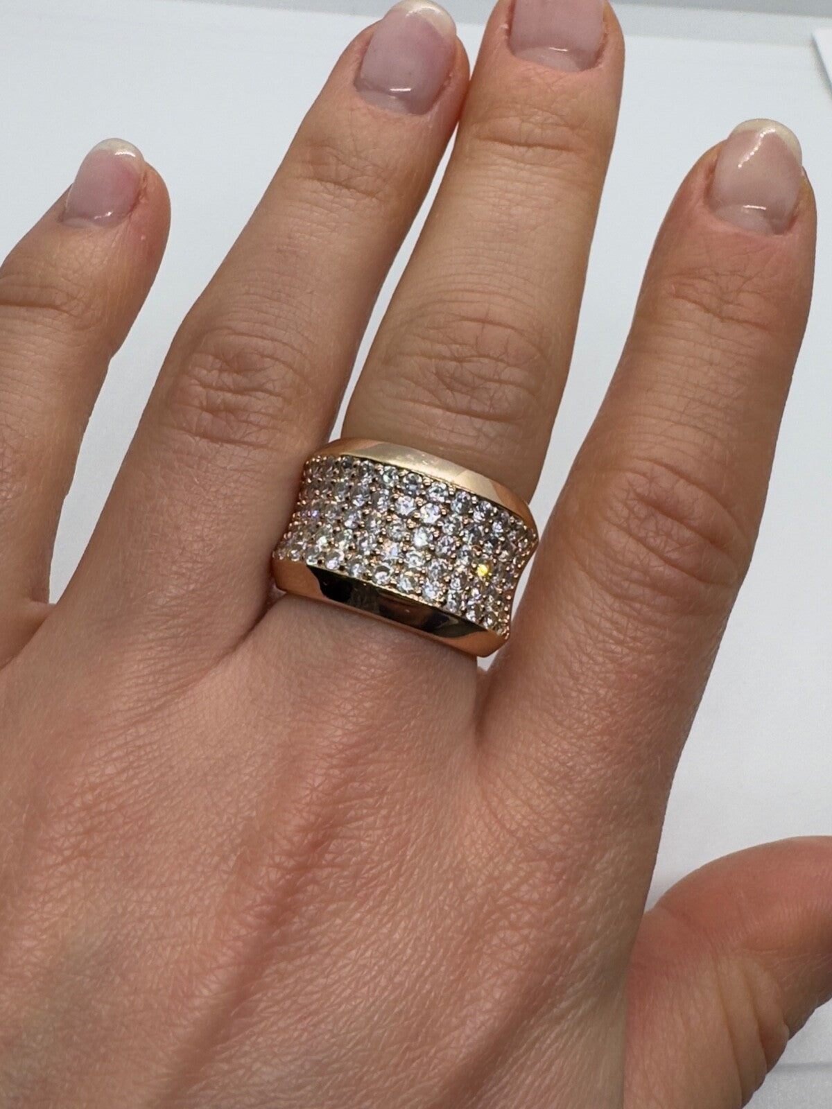 925 Sterling Silver Gold Plated & CZ Ring Size 7