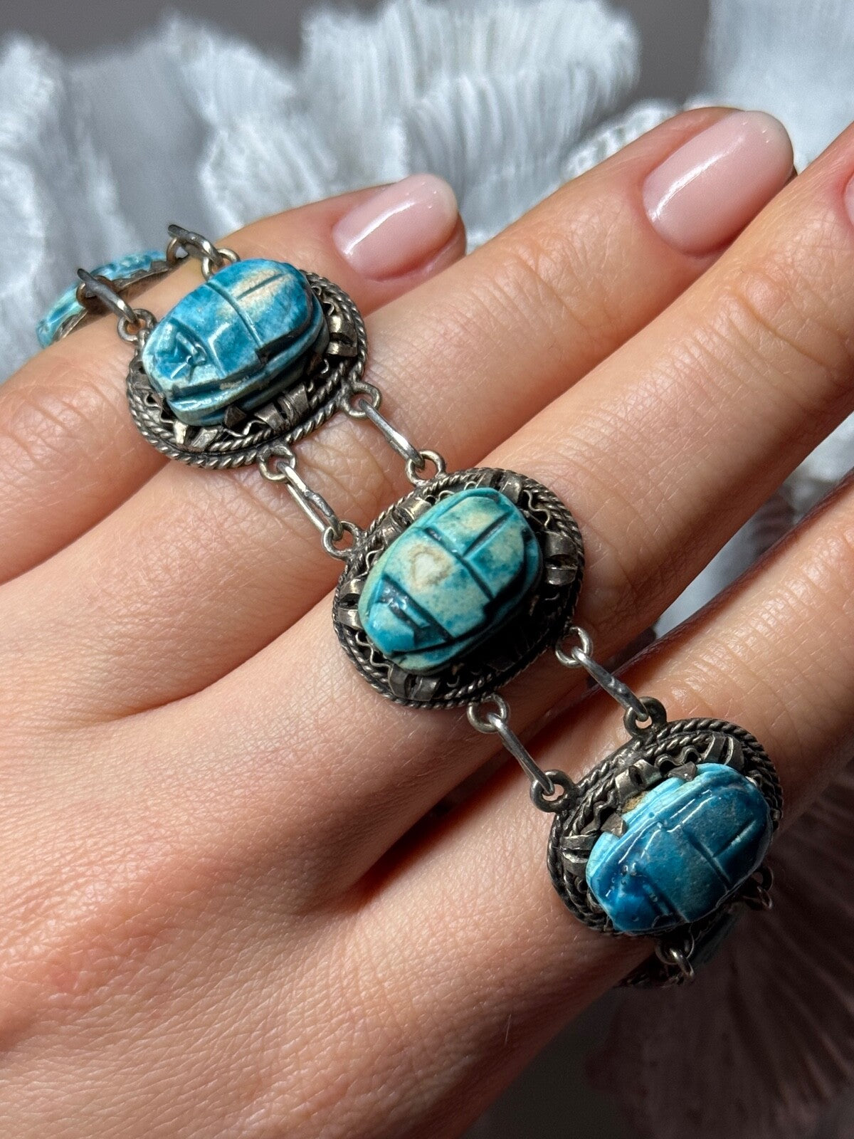 Vintage 925 Sterling Silver Turquoise Bracelet Length 7 Inch
