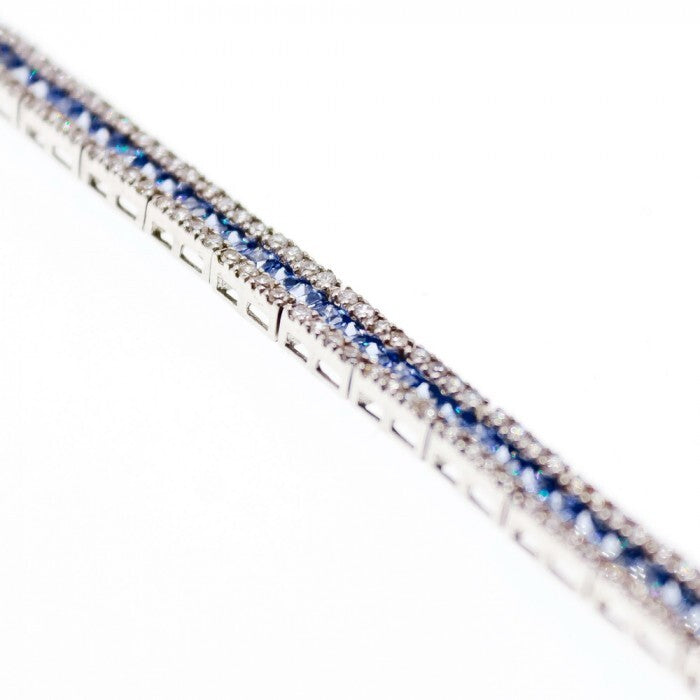 925 Sterling Silver Tanzanite & CZ Bracelet Size 7.5 IN