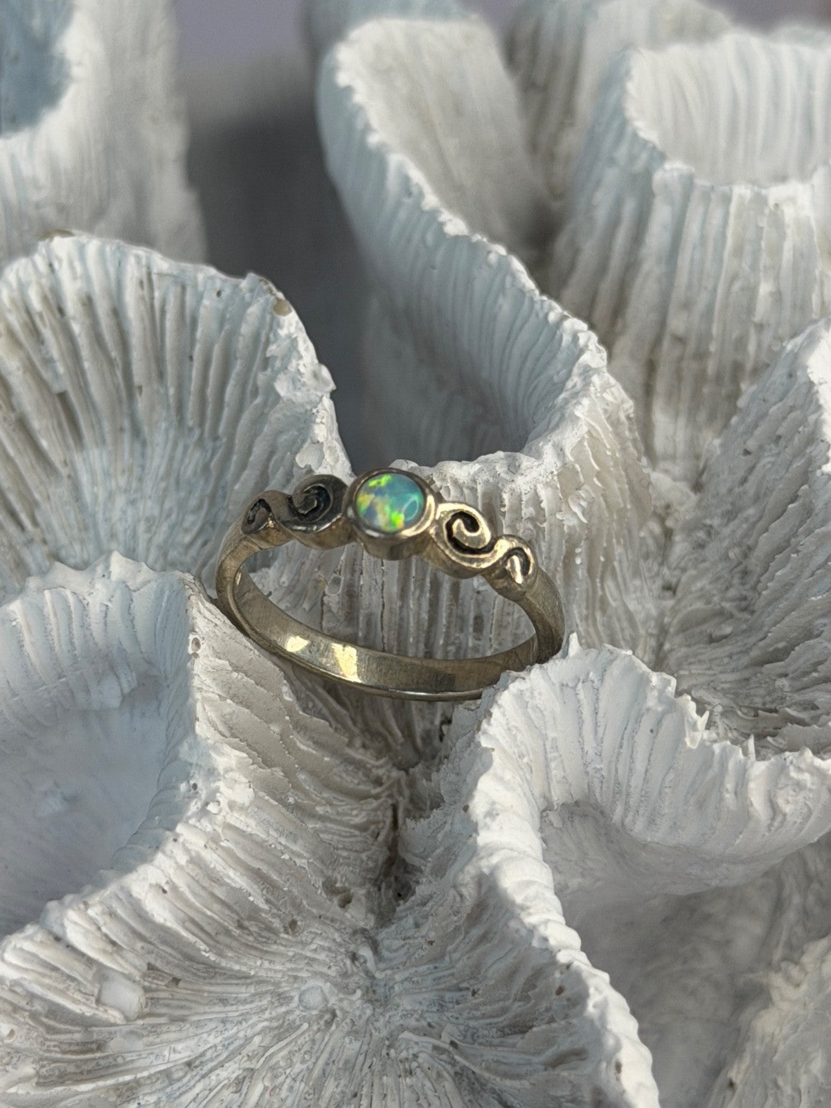 Vintage 925 Sterling Silver Opal Ring Size 8