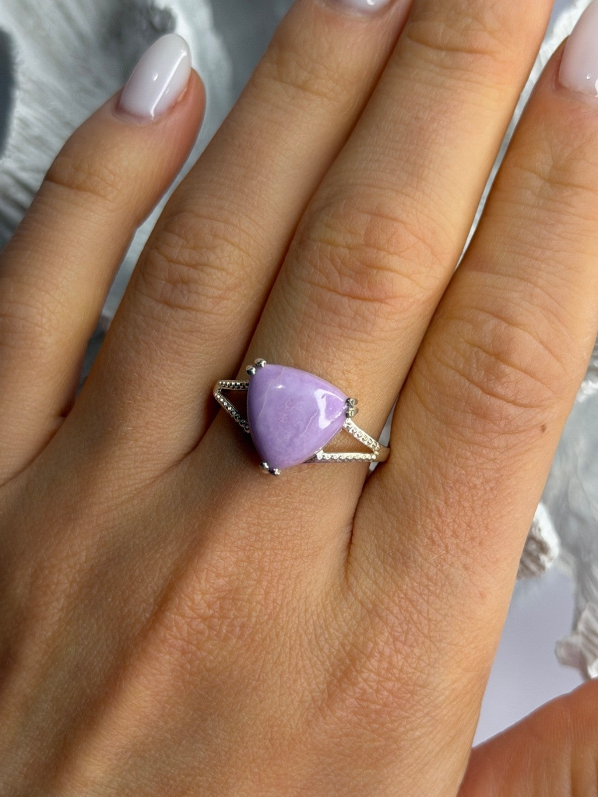 Djoy 925 Sterling Silver Lavender Jade Ring Size 10