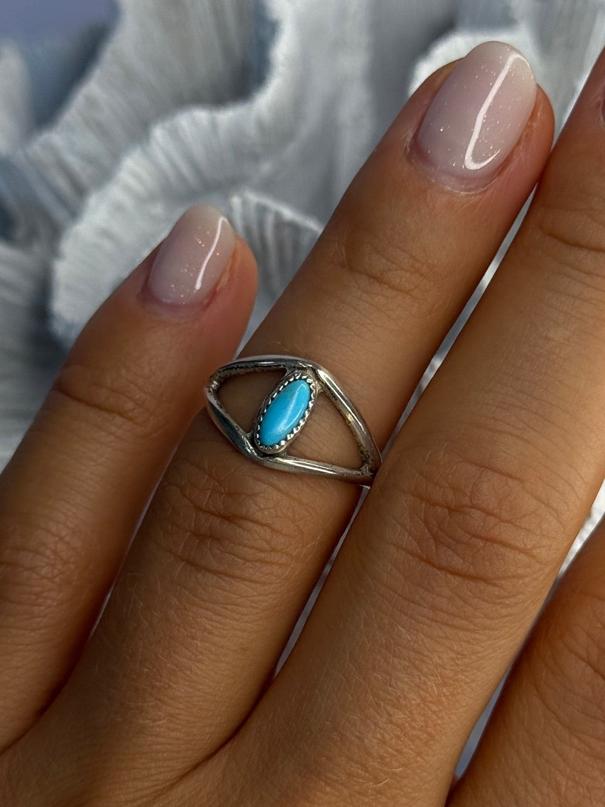 925 Sterling Silver Turquoise Ring Size 5.5