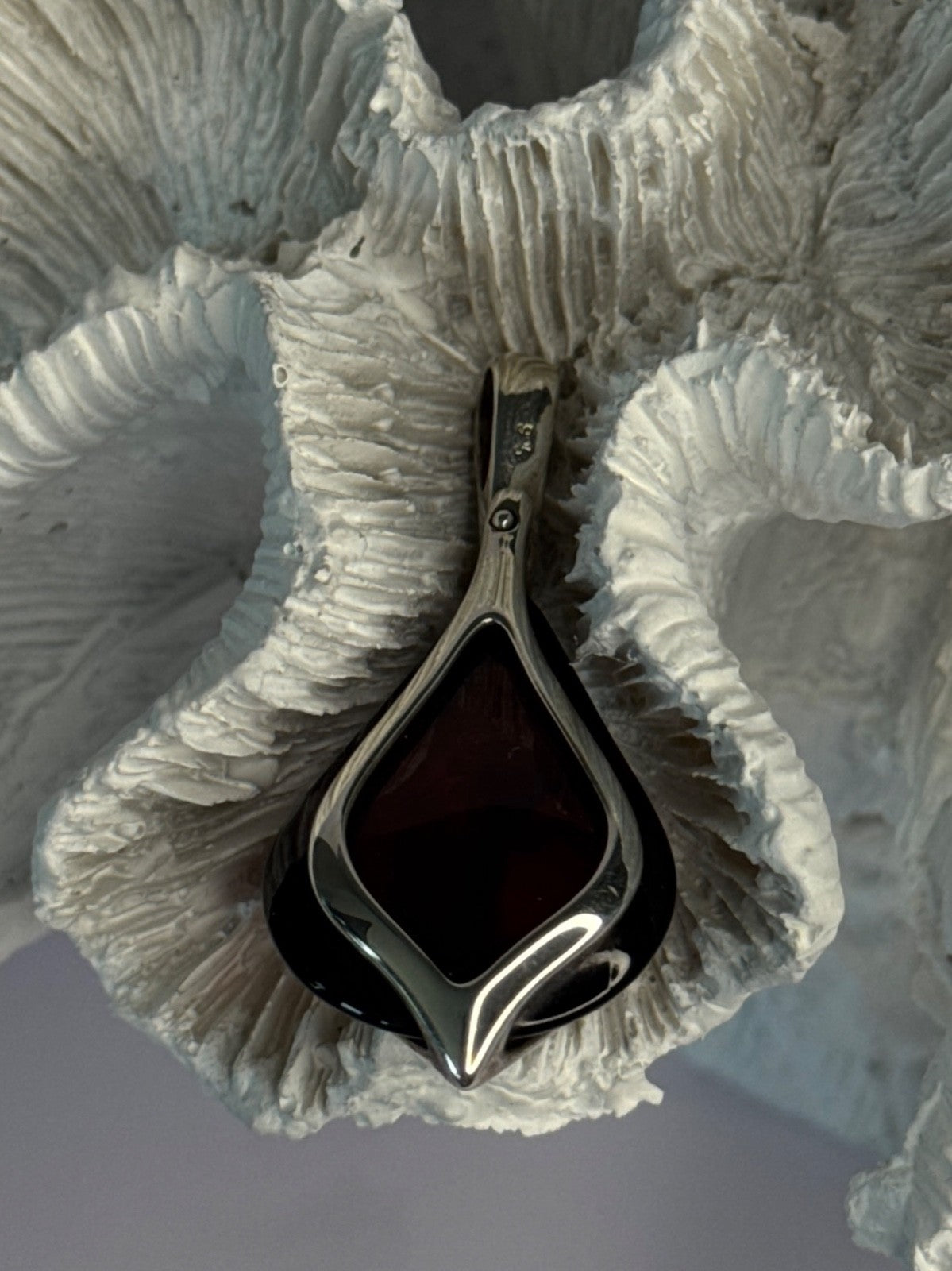925 Sterling Silver Pyrope Garnet Pendant Length 1.90 Inch