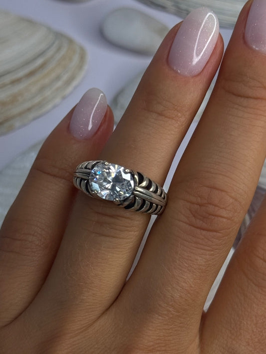 Kabana 925 Sterling Silver Cz Ring Size 6