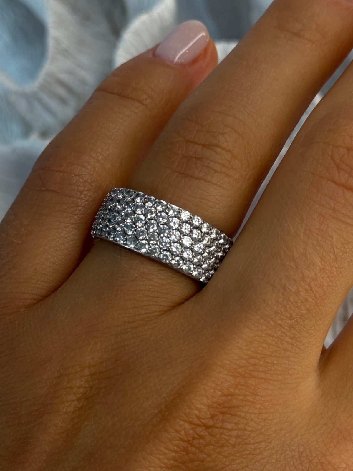 Elegant 925 Sterling Silver White Topaz Ring Size 6.5