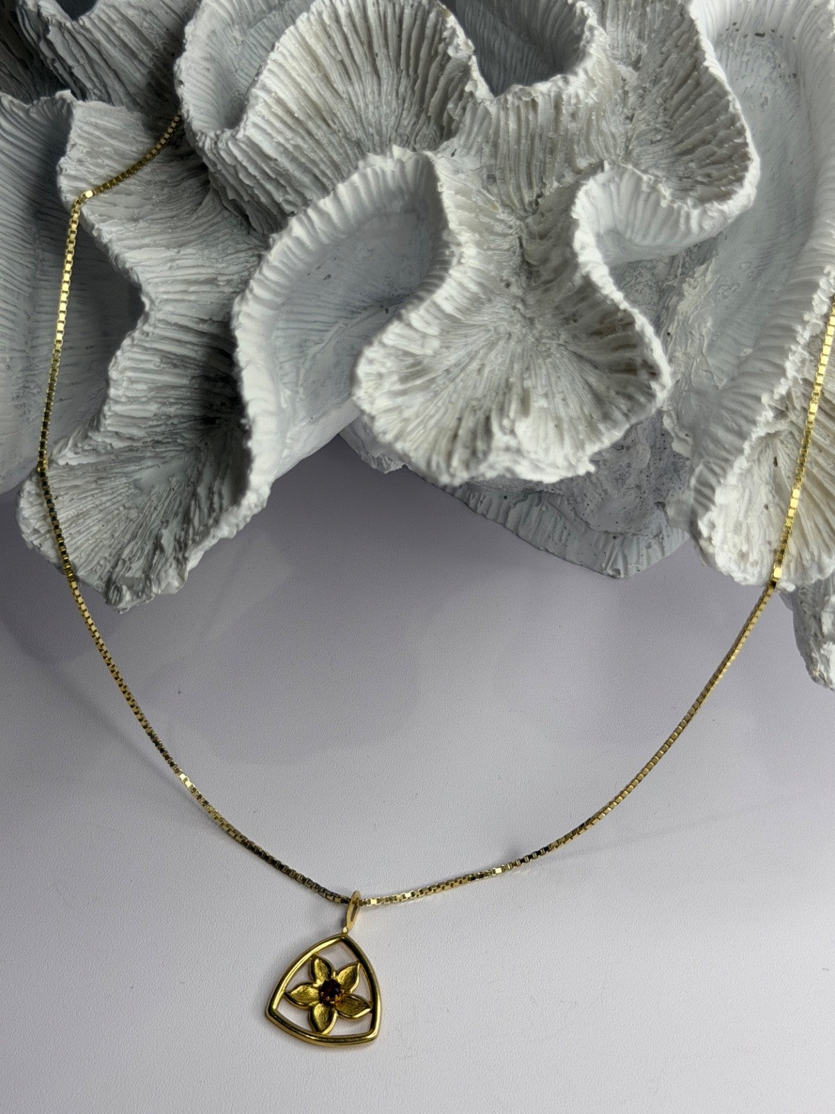 925 Sterling Silver Gold Plated Garnet Flower Necklace