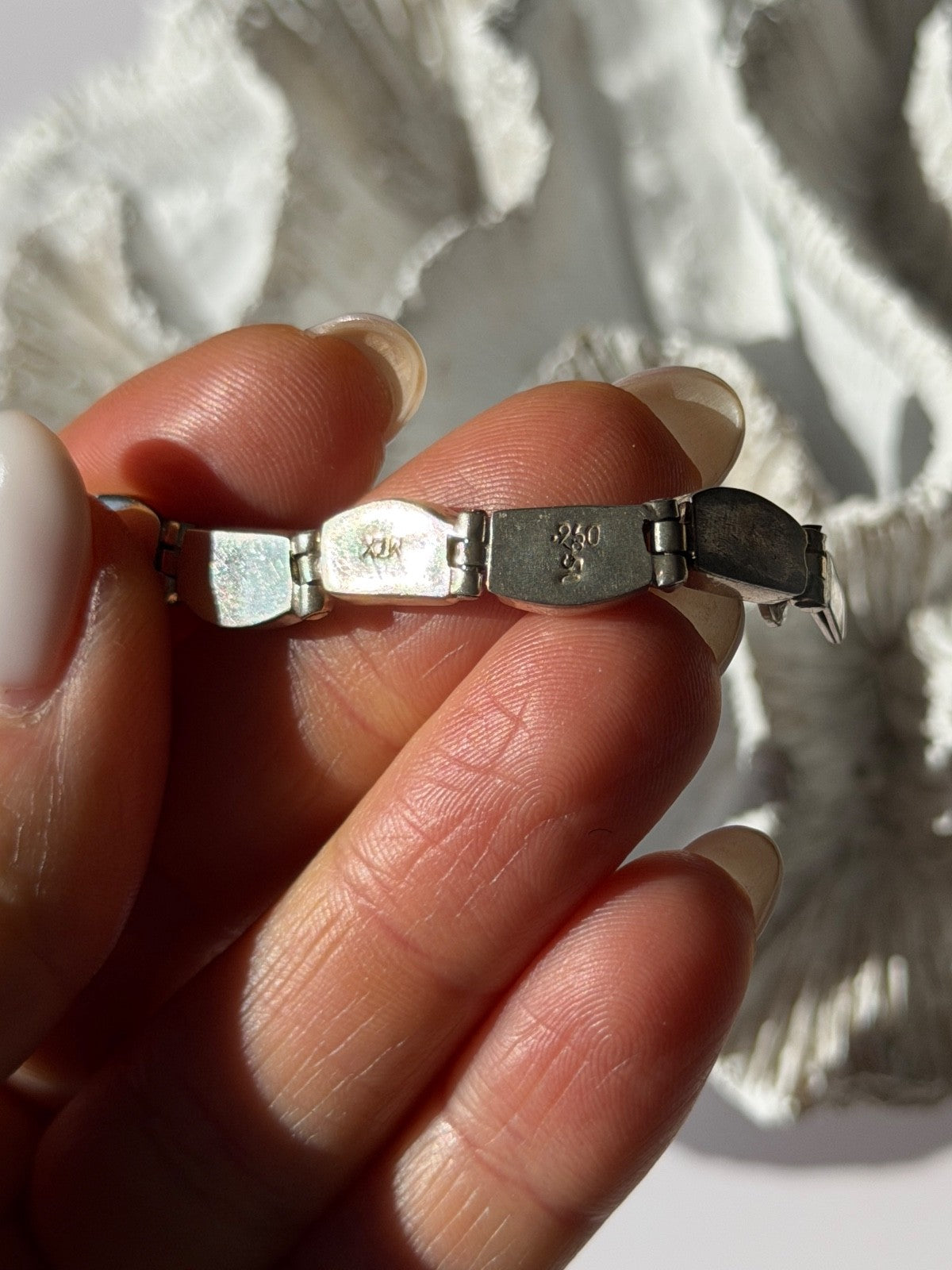Vintage 950 Sterling Silver Black Onyx Bracelet