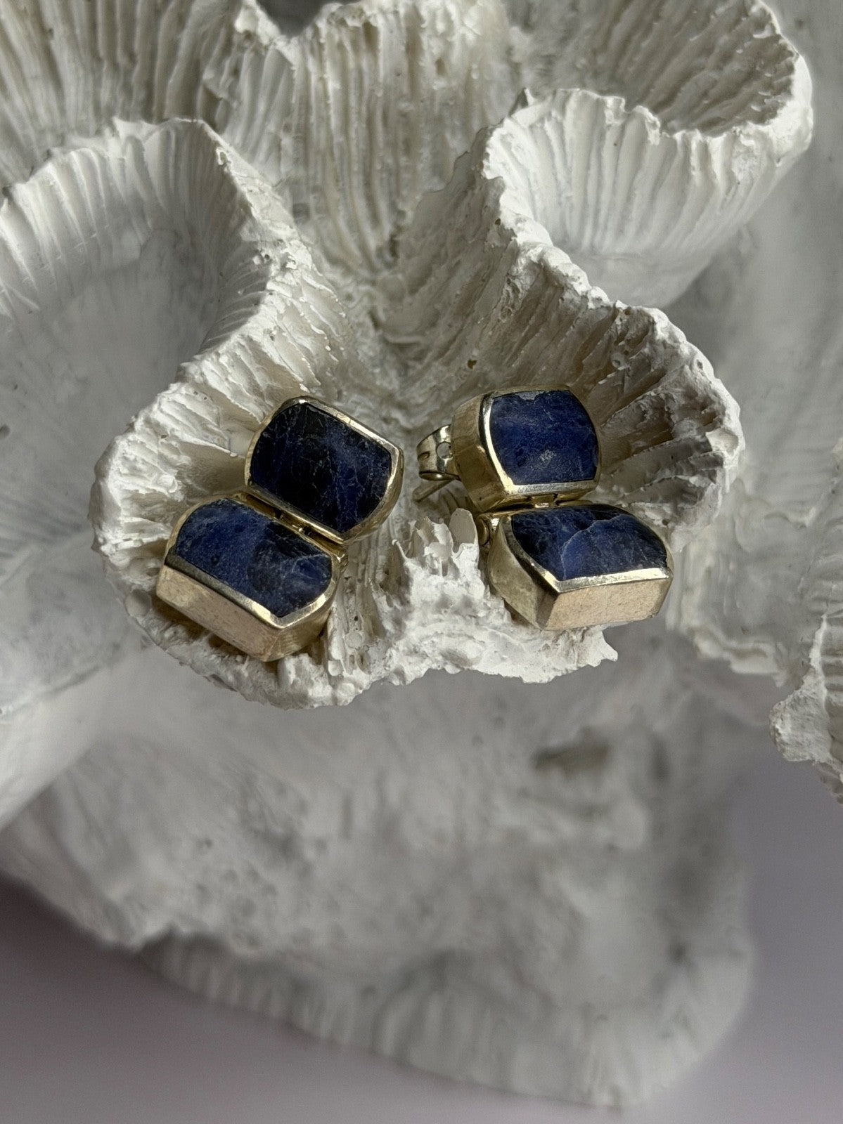 Vintage 950 Sterling Silver Sodalite Earrings
