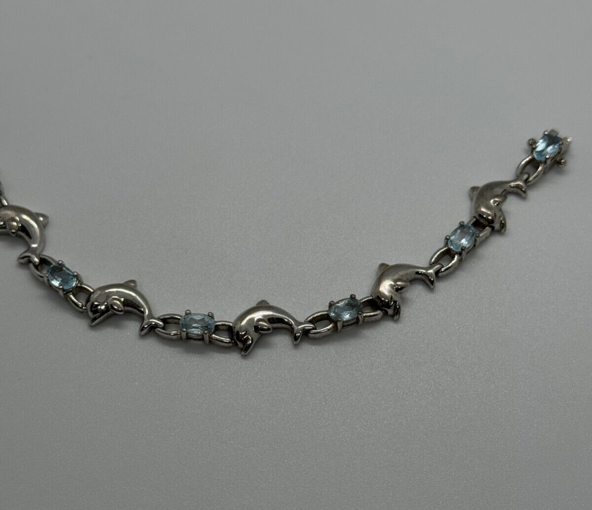 925 Sterling Silver Topaz Dolphin Bracelet