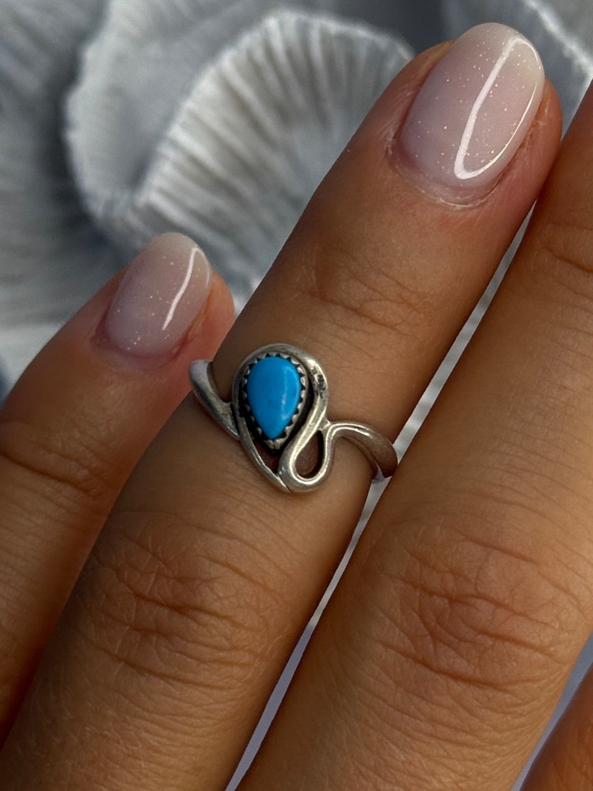 925 Sterling Silver Turquoise Ring Size 4