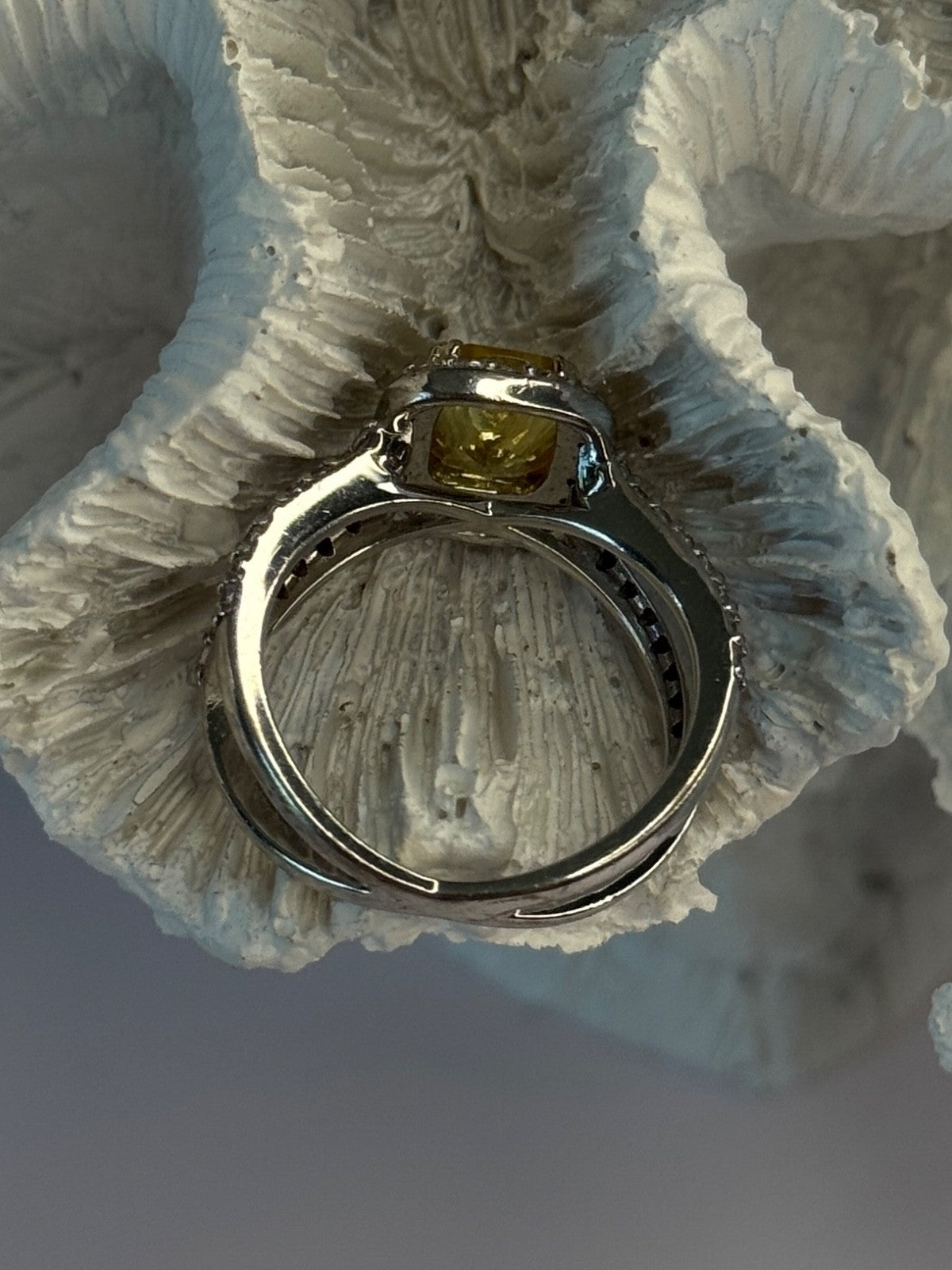 925 Sterling Silver Citrine & Beryl Ring Size 8