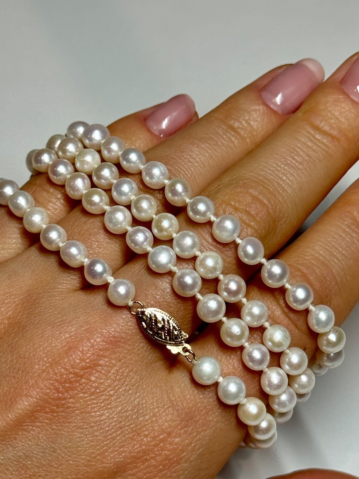 14K Yellow Gold Freshwater Pearl Necklace Length 30 Inch