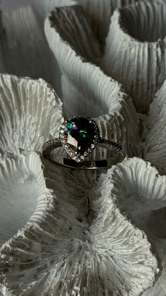 925 Sterling Silver Mystic Topaz & Cz Ring Size 7