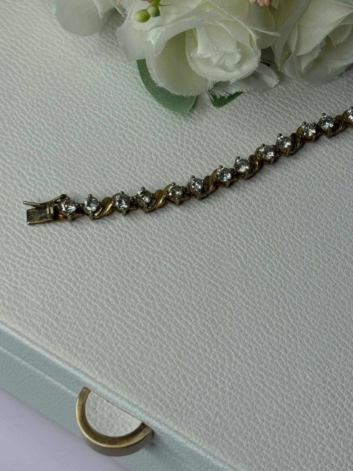 925 Sterling Silver Gold Plated CZ Bracelet Length 7.5 Inch