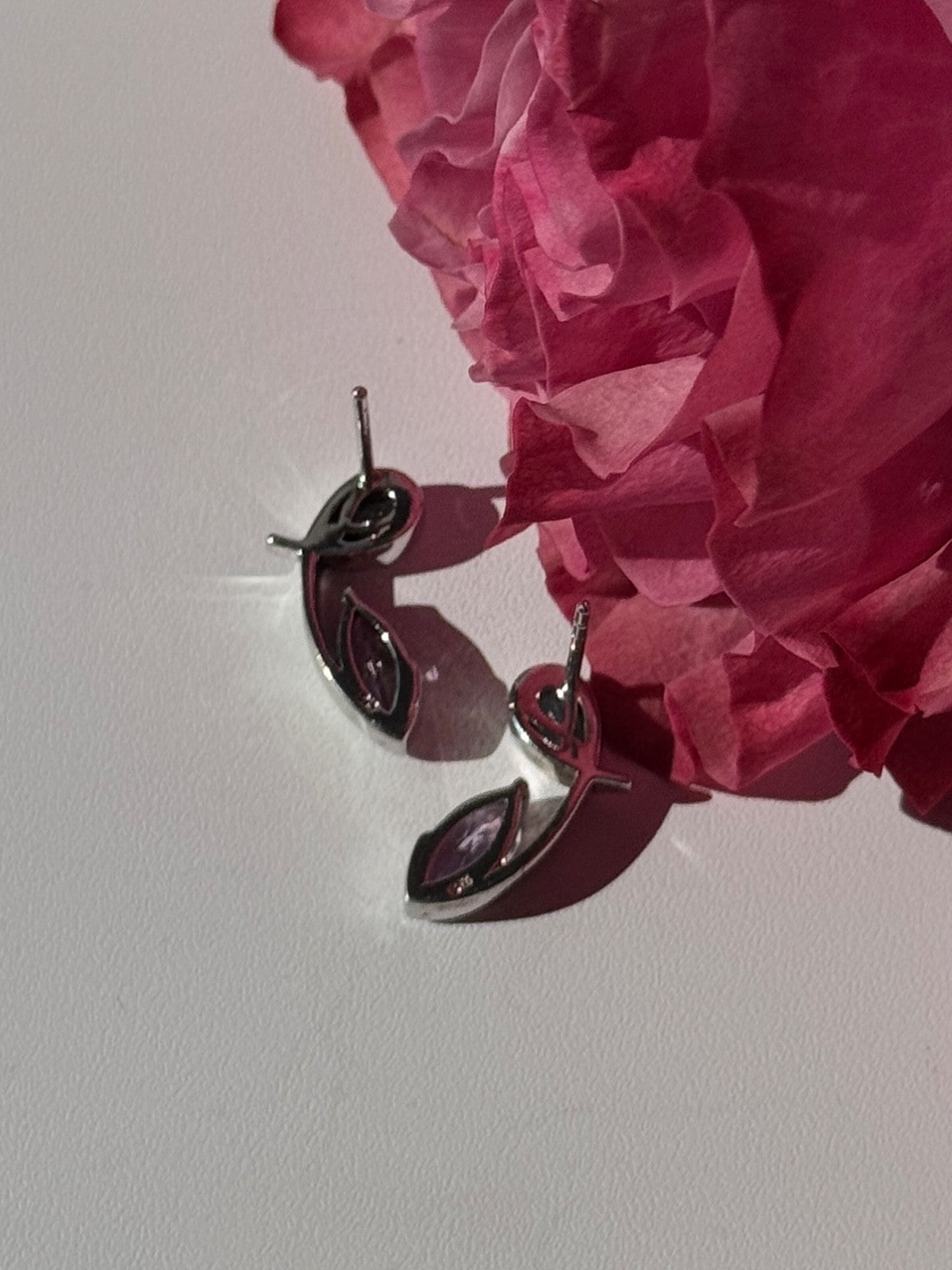 925 Sterling Silver Amethyst & Topaz Earrings Length 0.70 Inch