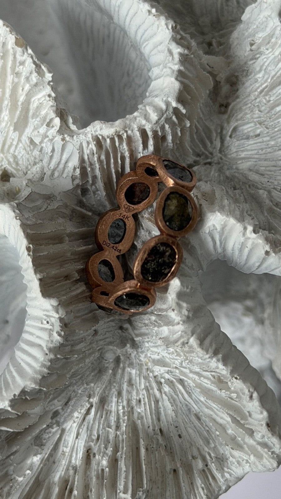 Salt and Pepper Chocolate Diamond 2.42 ct 14K Rose Gold Ring Size 7