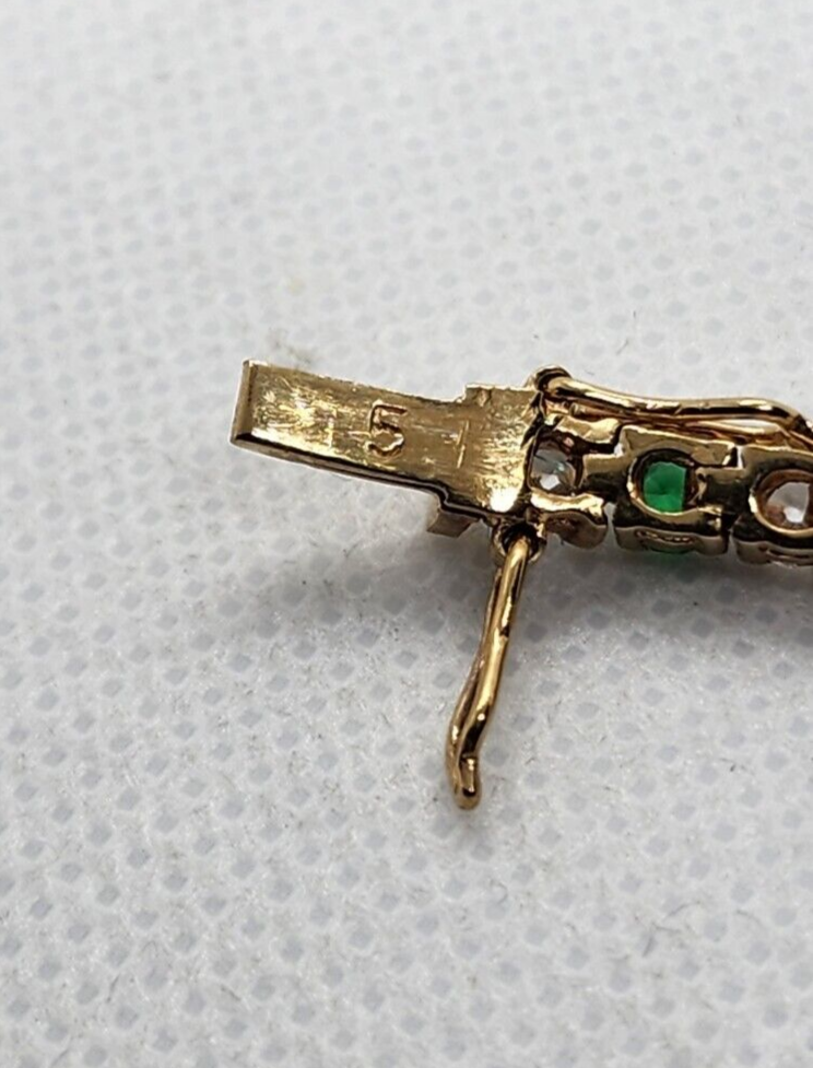 925 Sterling Silver Vermeil Emerald AND Quartz Bracelet Size 7 IN