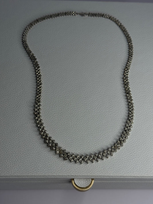 Beautiful Elegant 925 Sterling Silver Diamond Necklace Length 18 Inch