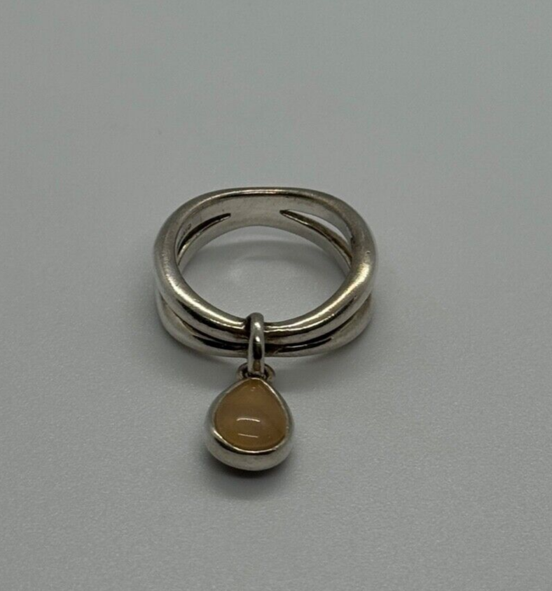 925 Sterling Silver Agate Ring Size 6