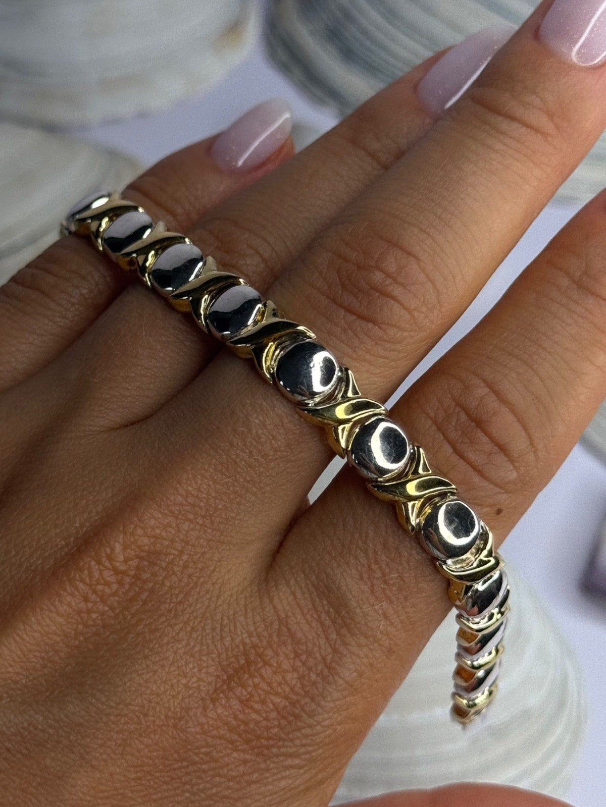 Italy 925 Sterling Silver & Gold Plated Bracelet Length 7
