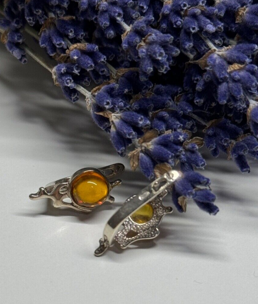 925 STERLING SILVER  AMBER EARRINGS