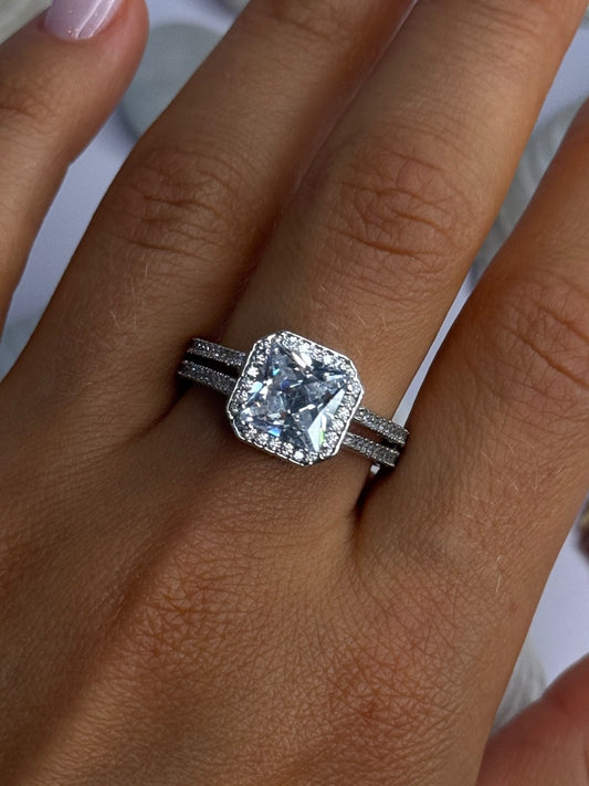 Shiny 925 Sterling Silver Cz Ring Size 10