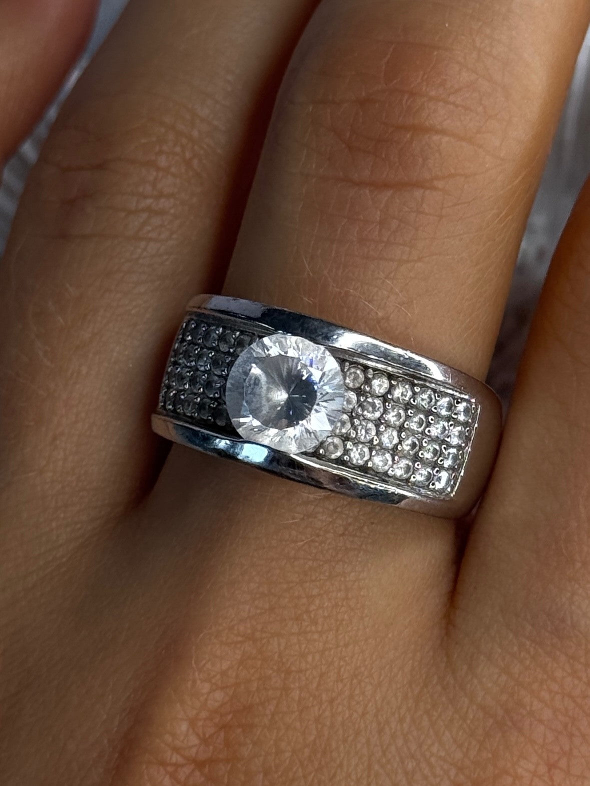 Elegant Design 925 Sterling Silver Cz Ring Size 10