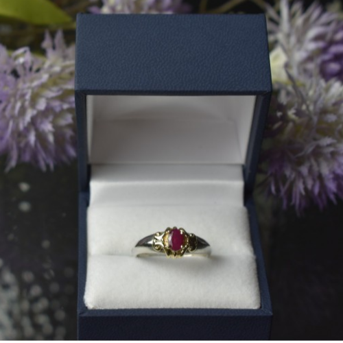 925 Sterling Silver Gold Plated Pink Spinel Ring Size 8.5
