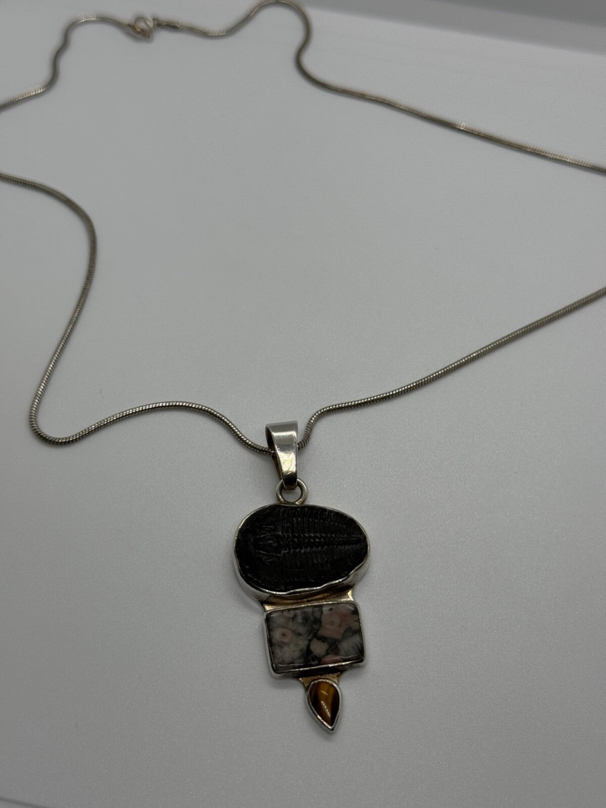 925 Sterling Silver Agate Necklace