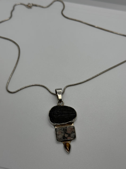 925 Sterling Silver Agate Necklace