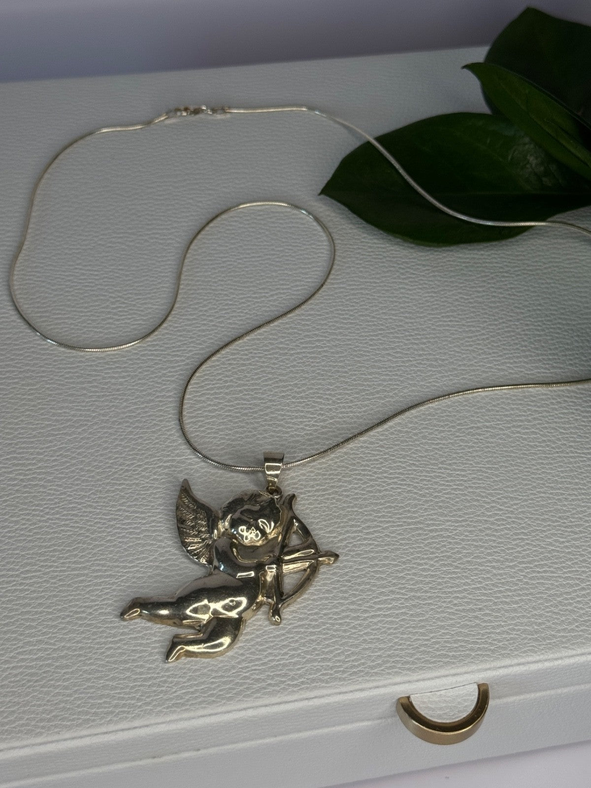925 Sterling Silver Cupid Necklace Length 24 in