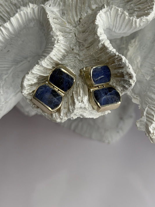 Vintage 950 Sterling Silver Sodalite Earrings