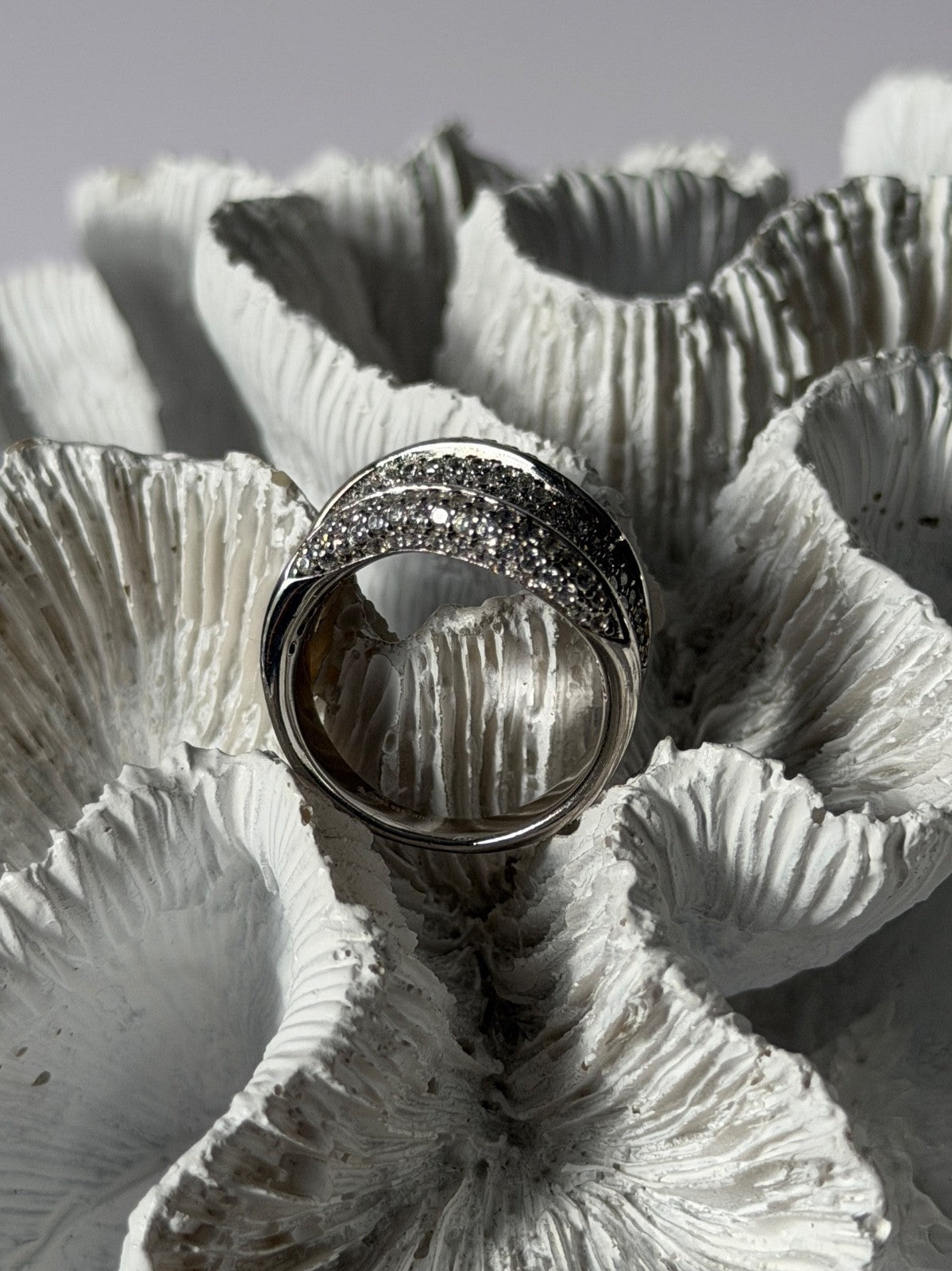 Elegant Design 925 Sterling Silver Cz Ring Size 8