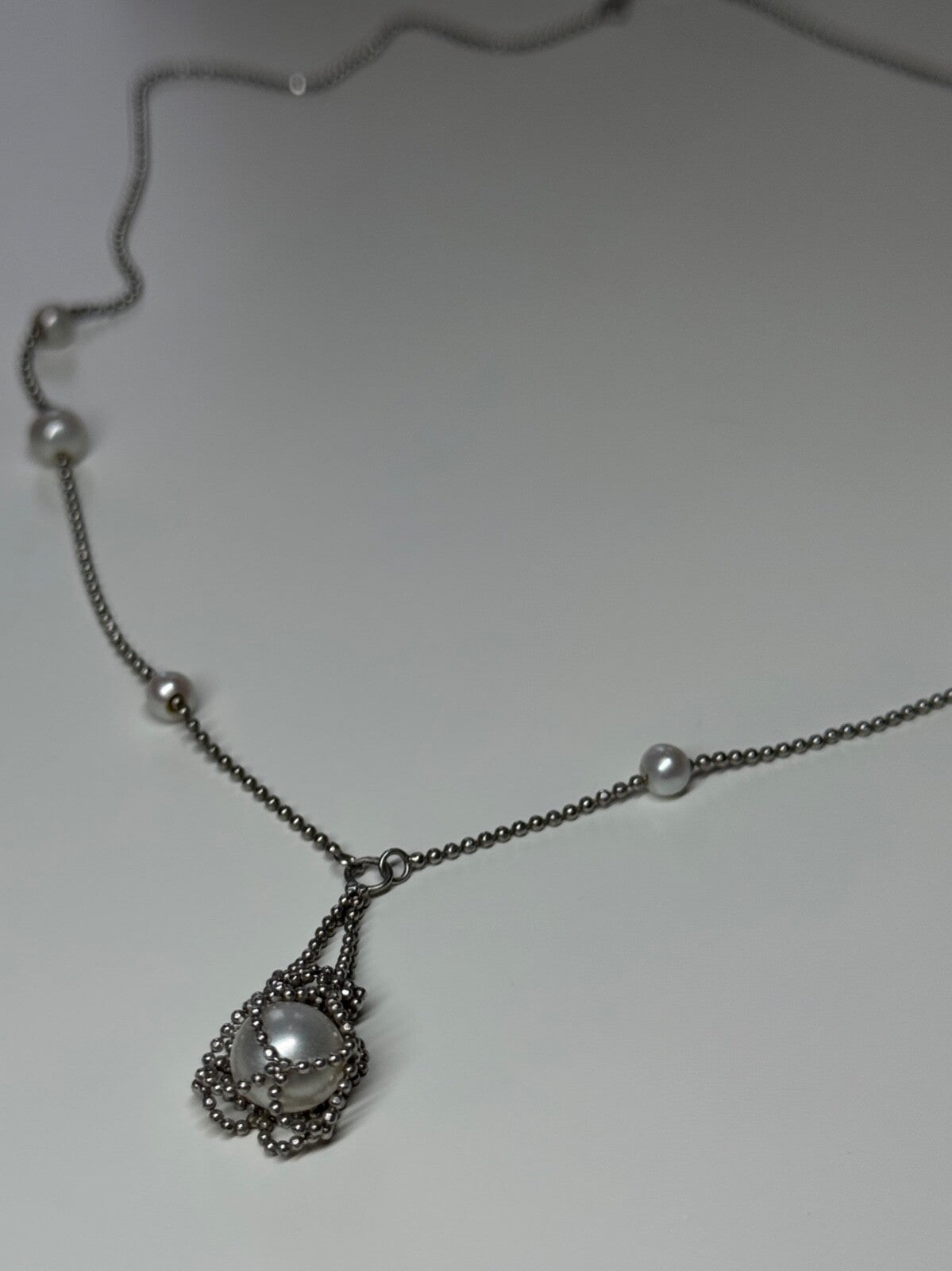 925 Sterling Silver Pearls Necklace Length 18 Inch Elegant