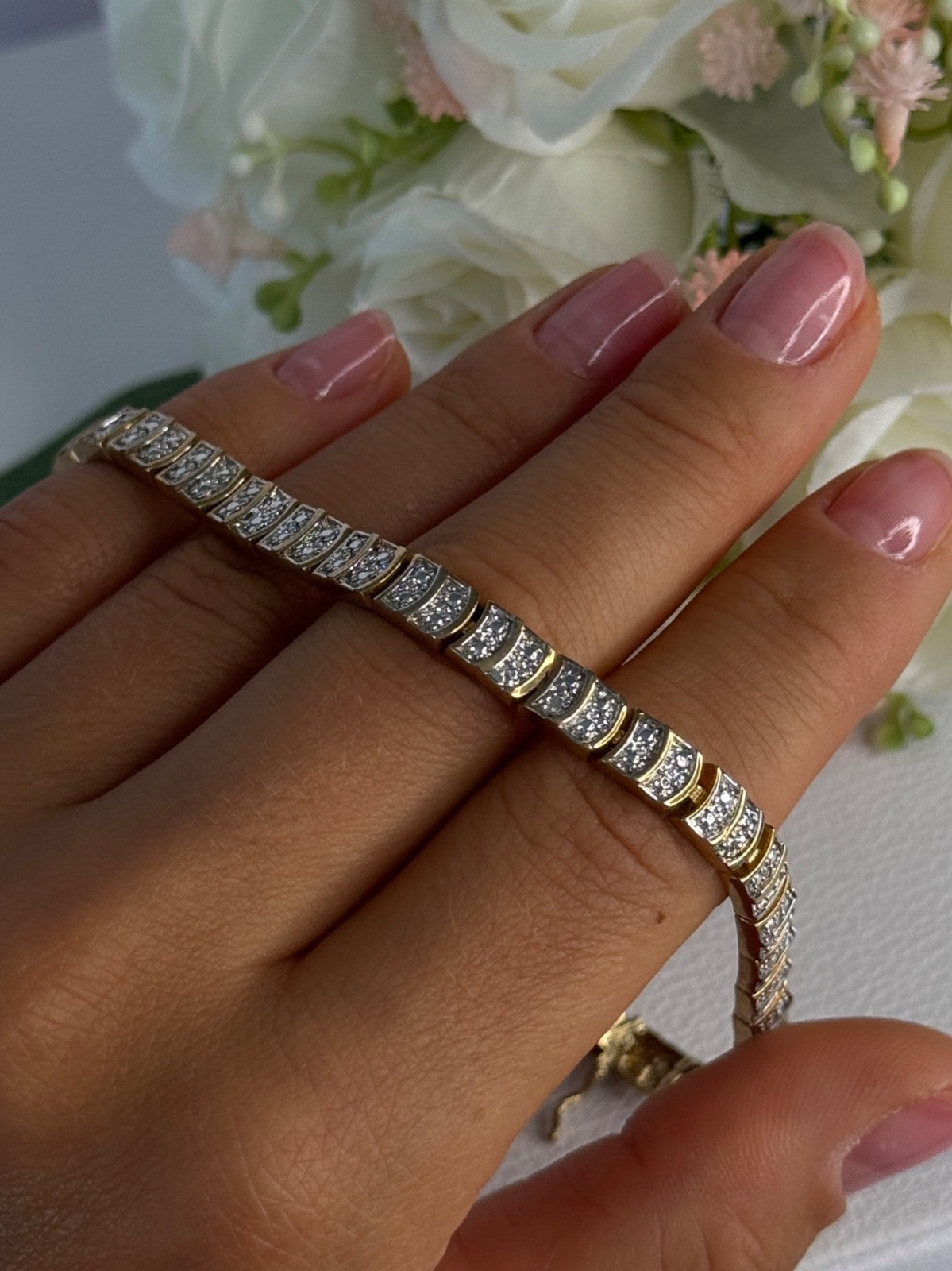 Charming 925 Sterling Silver Gold Plated Bracelet Length 8 Inch