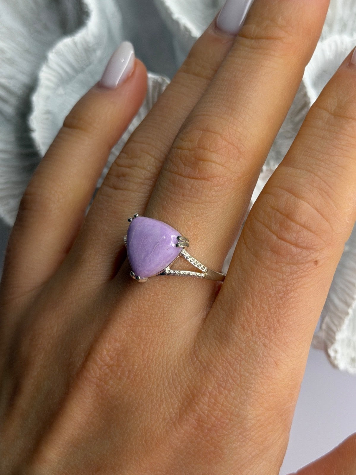 Djoy 925 Sterling Silver Lavender Jade Ring Size 10