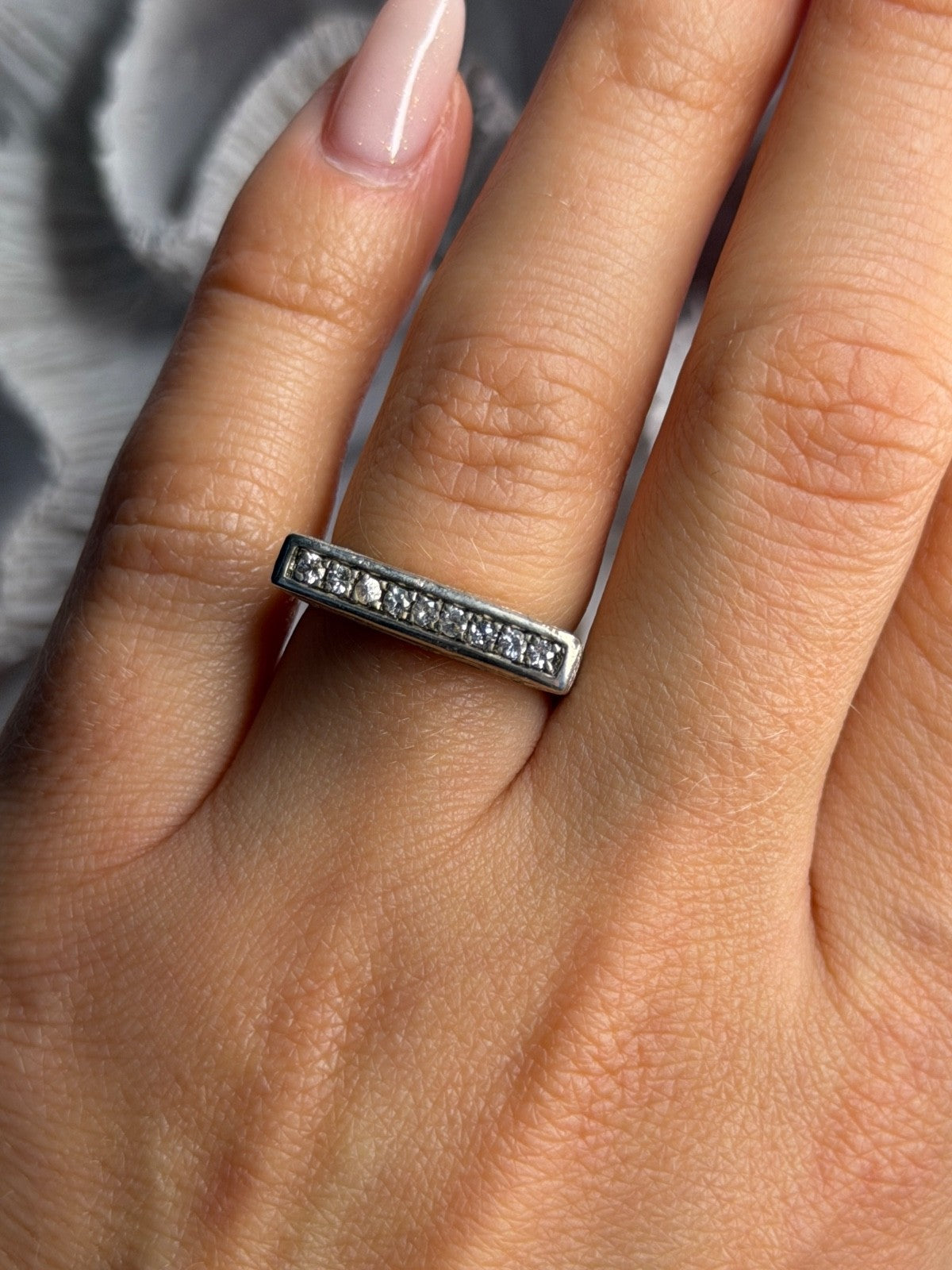 Unique Design 925 Sterling Silver Cz Ring Size 6