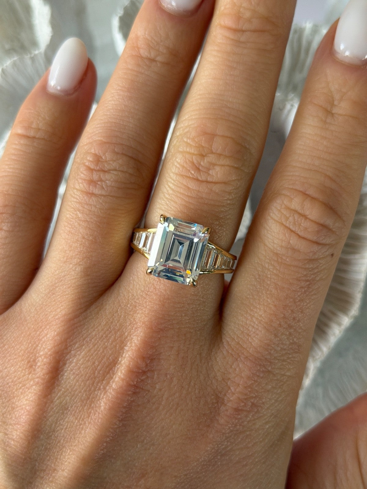 925 Sterling Silver Gold Plated Cz Ring Size 8