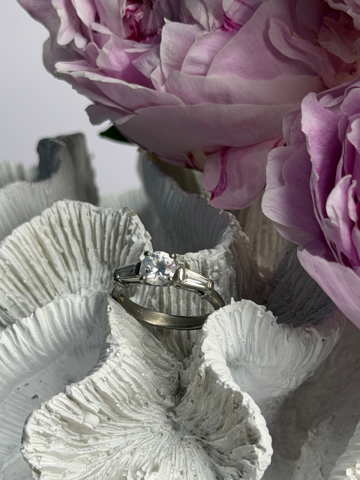 925 Sterling Silver White Spinel Ring Size 7