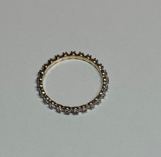 925 Sterling Silver Gold Plated CZ Ring Size 6