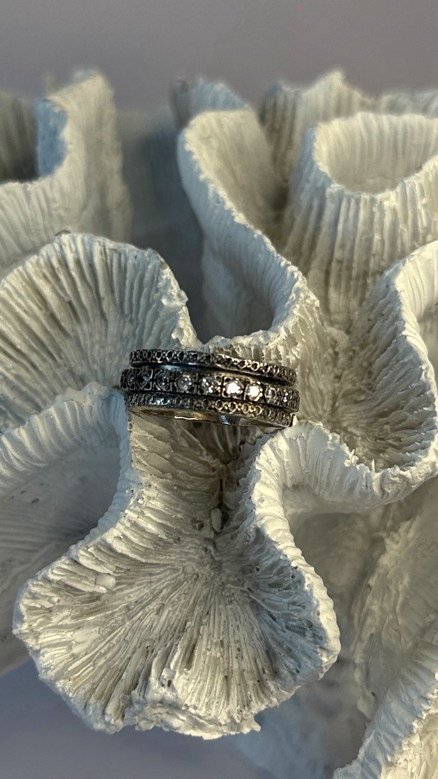 Spinner 925 Sterling Silver White Colorless Topaz Ring Size 7