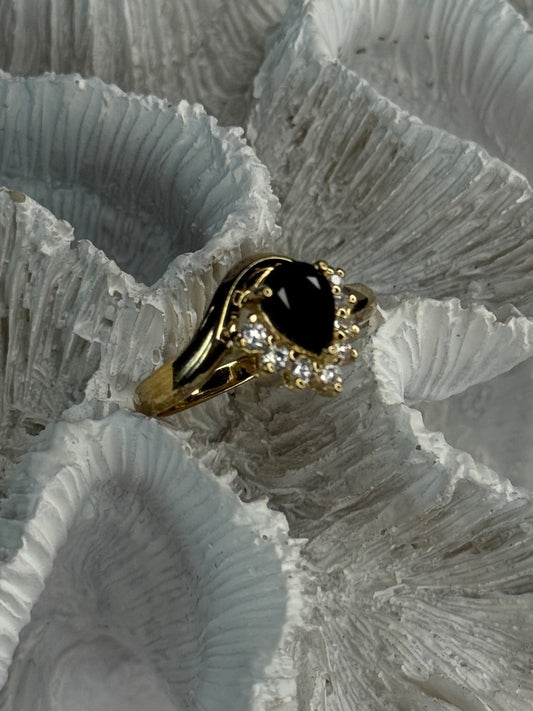925 Sterling Silver Gold Plated Sapphire & Beryl Ring Size 8