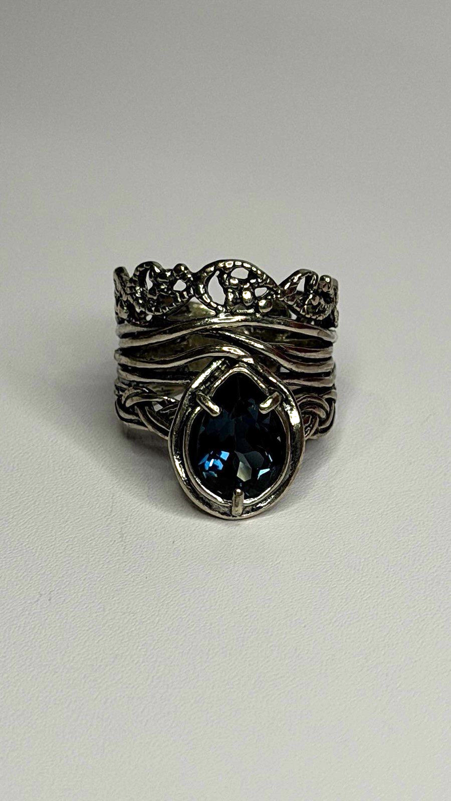 Israel Vintage 925 Sterling Silver Aquamarine Ring Size 6