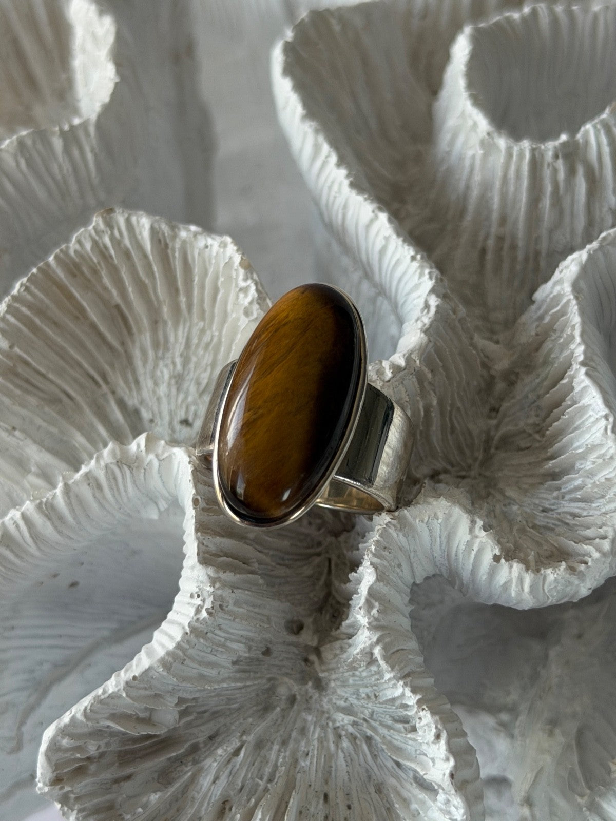 925 Sterling Silver Tigers Eye Ring Size 7