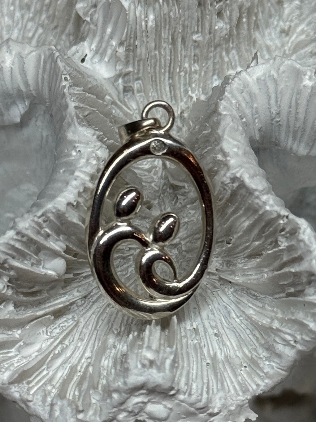 925 Sterling Silver Diamond Pendant Length 1.3 Inch