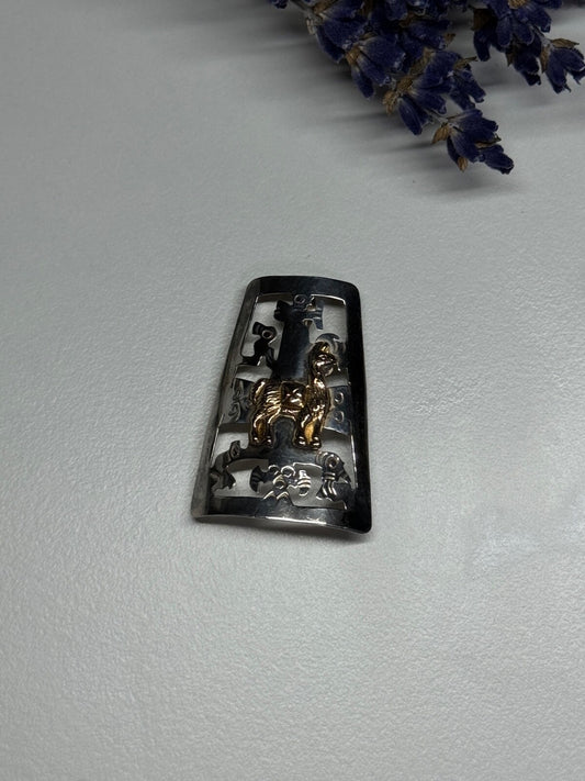 925 Sterling Silver Brooch Length 34 Mm