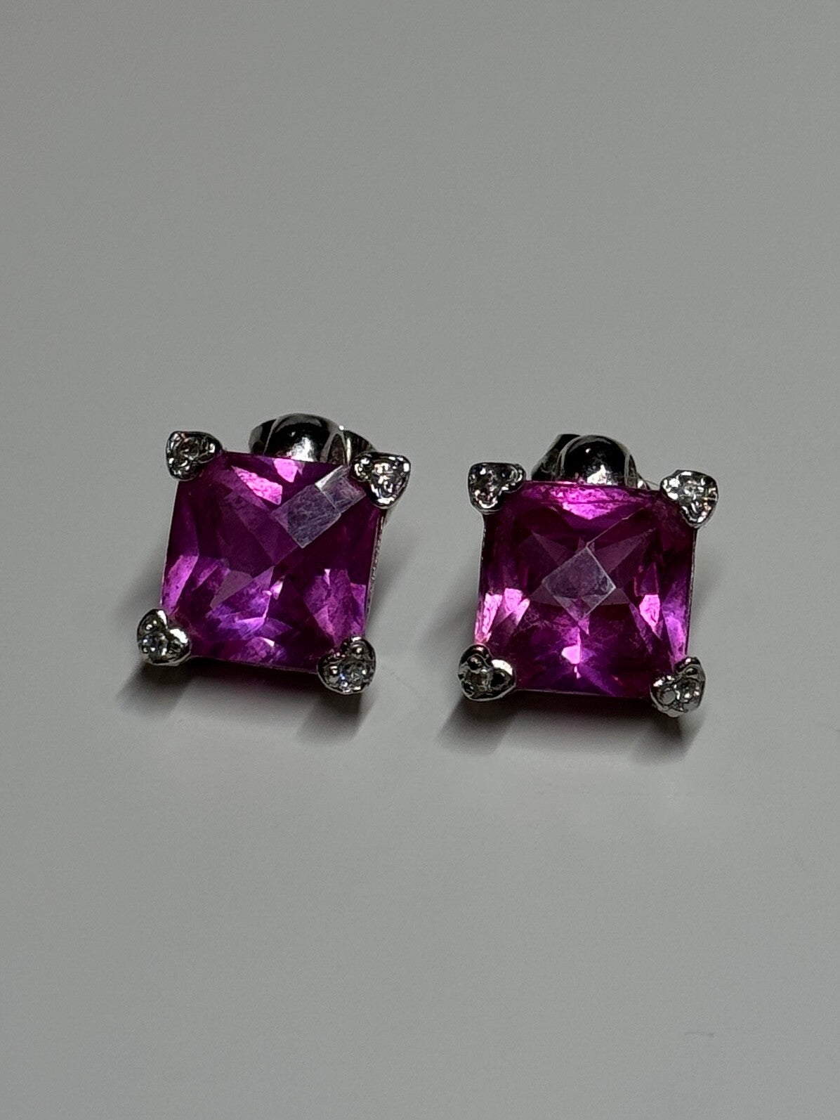 925 Sterling Silver Pink Topaz Earrings Length 0.5 Inch