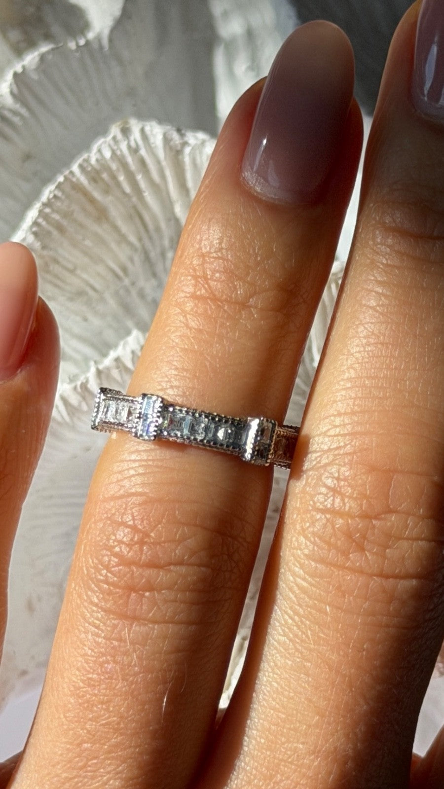 925 Sterling Silver Cz Band Ring Size 5
