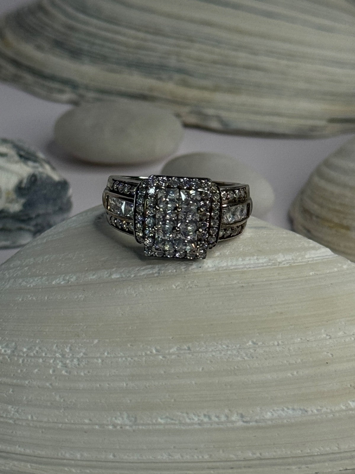 925 Sterling Silver Cz Ring Size 9